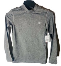 Champion Gear Fitted Mock Neck Top Long-Sleeve Shirt Silver Stone MEDIUM