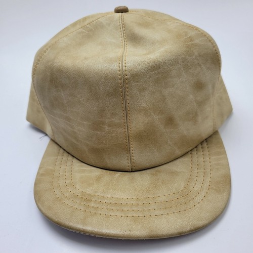 Leather Plain Hat Cap Beige Adult Used 