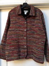 COLDWATER CREEK JACKET TEXTURED Multi Color ”Stripe”, Size PXL USA MADE