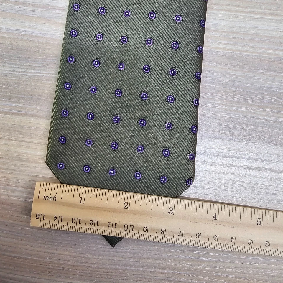 Corbata Medallón Para Hombre Verde Oliva TIEMART Acanalada Jacquard Micro Punto ALEXANDER LOGAN Foto 2 de 4
