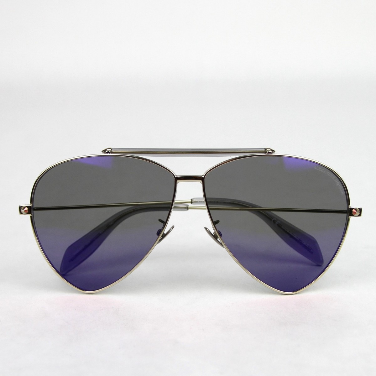 Alexander McQueen Unisex Blue Metal Reflective Aviator 