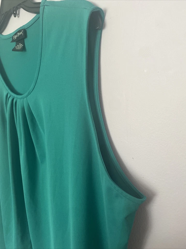 TB13643- MAGGIE BARNES Women Stretch Comfy Polyester Tank Top Green 3X 26/28W - Image 4 of 4