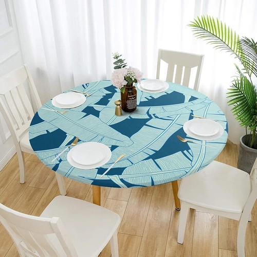Oilproof Elastic Table Cover Fitted Tablecloth Protect Round Waterproof Stretch - Picture 37 of 60