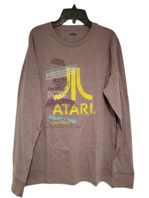 New Atari 80s Classics Mens Medium Gaming Console L/S Tee Missile Command Pong