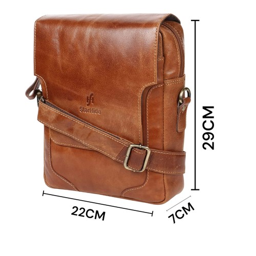 Bolso bandolera/cruzado STARHIDE unisex de cuero curtido al aceite con apertura abatible - Imagen 8 de 8