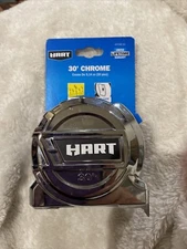 421) HART 30' CHROME TAPE SAE MEASURE Fraction Markings Wire Form Clip & Hook