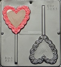 NUEVO 2 Cavidades ENCAJE RECORTE CORAZÓN Chocolate Caramelo Fondant Yeso Arcilla Molde Lollypop