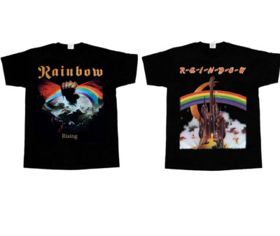 Rainbow Rising '76 T-Shirt   Richie Blackmore Black Short Sleeve Tee