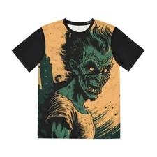Double Sided Halloween Graphic T Shirt Unisex Adult Art Tee Monster Retro Style