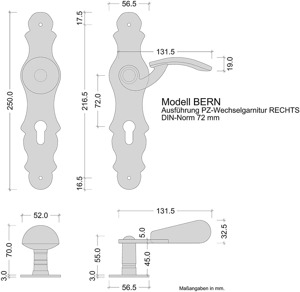 Türbeschlag Schmiedeeisen Knopf Drücker Türgriff Wechselgarnitur schwarz antik - Bild 4 von 4