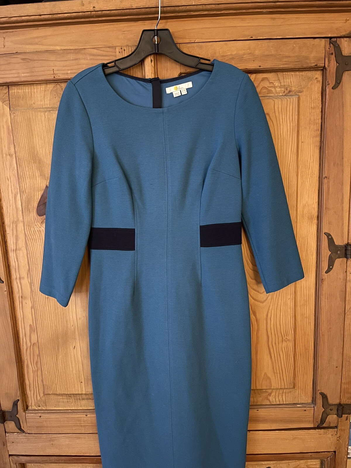 Boden Teal Dress with Waist Detail 3/4 Sleeve size 6US | eBay