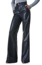 Vintage 1980sBlack Leather Pants High Waisted Women Solid Christmas Club Parties