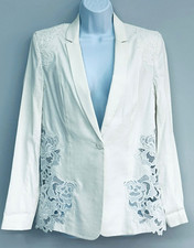 New Tag 428 Elie Tahari Linen White Lace Women's Jacket Long Sleeve Size 10