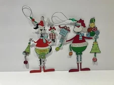 Sunset Vista Designs Set of 2 Dog Metal Christmas Ornaments