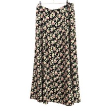Vintage 90s Black Floral Maxi Skirt Romantic Cottagecore Grunge Garden Party