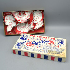 Patriotic Cookie Cutters Set of 4 Vintage 1950s Box Lincoln Washington July 4th