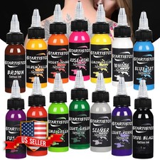 Professional Tattoo Ink Set 14 Colors 1 oz Vegan-Friendly Pigment Ink