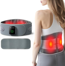 Cordless Portable Heating Pad with Massager, Lower Back Pain Relief, Grey