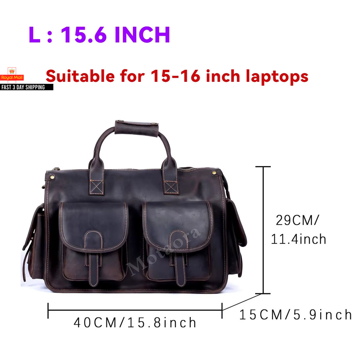 2025 Vintage Men'S Leather Messenger Bag 14/15.6 Inch Laptop Briefcase YKK Zippe