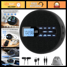 Bluetooth Portable CD Player with FM Transmitter - Home Car Use, Compact Desig