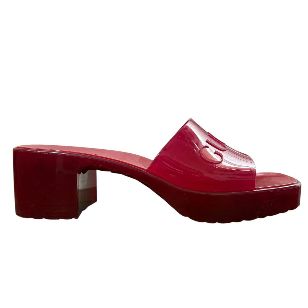 GUCCI Rubber Logo Sandals 24.5cm Equivalent Red Ladies thumbnail 6