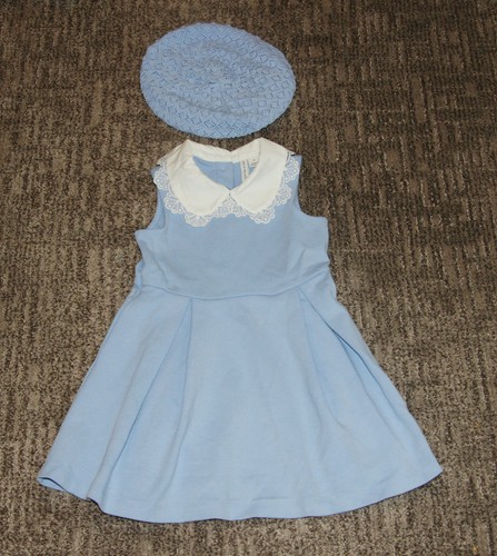 Janie and Jack Light Blue Ponte Knit Dress & Beret 2T