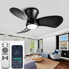 24 Inch Flush Mount Ceiling Fans with Lights, High Airflow Remote/APP Control...