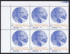 Mexico Sir Alexander Fleming penicillin Corner Block of 6 1981 MNH SG#1599