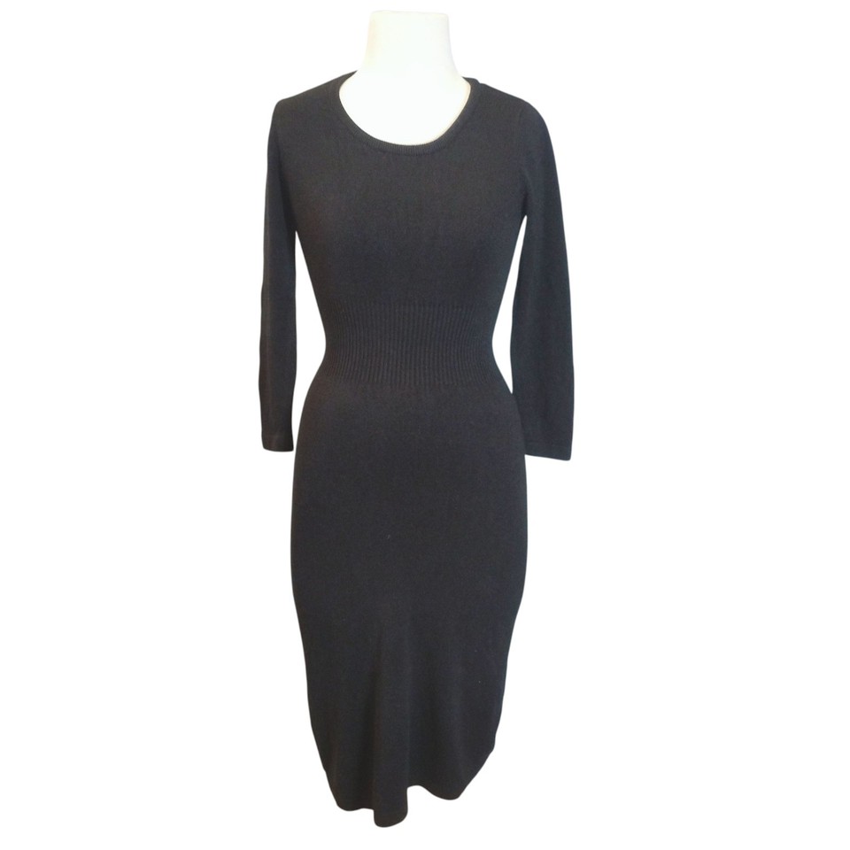 Dorothy Perkins Womens Bodycon Knit Dress Black Size 8 Stretch Long Sleeves LBD