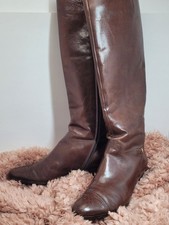 Vintage Salvatore Ferragamo for Saks Fifth Avenue Brown Leather Riding Boots