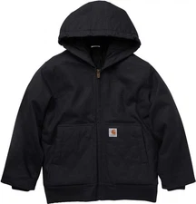 Carhartt  OJ8545 Kids Active Hooded Jacket Canvas Insulated BLACK New with tag