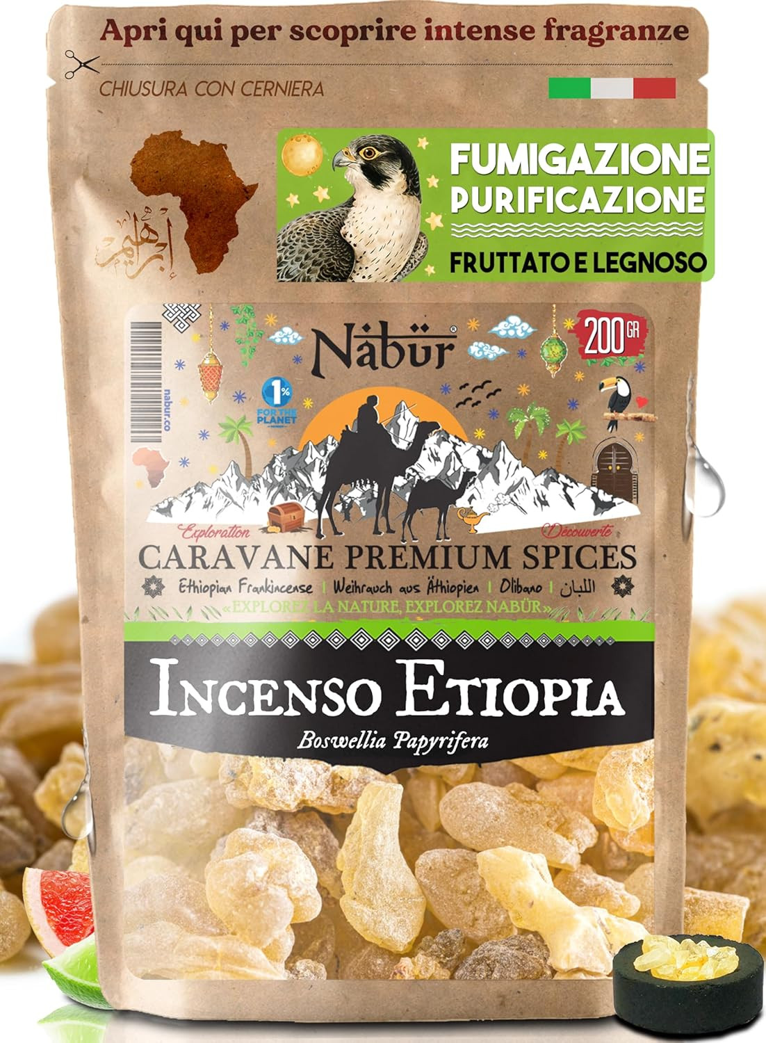 Incenso Olibano Etiopia 200g | Boswellia Papyrifera Grado A - Puro