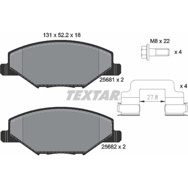 Textar 2568101 Bremsbelagsatz FüR Skoda VW Fabia Rapid Polo 542 545 NJ3 NJ5 NH3-image