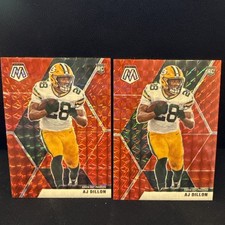 (2) AJ Dillon 2020 Mosaic Hobby RED Rookie Card RC Packers #226. rookie card picture
