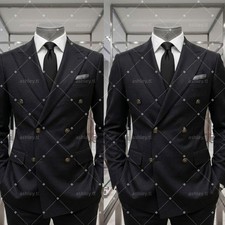 Men's Suits Double-Breasted Peak Lapel Wedding Groom Tuxedo Daily Wear 2 Pieces