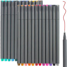 24 Fineliner Color Pens, Fine Line Colored Sketch Writing Drawing Pens for Journ