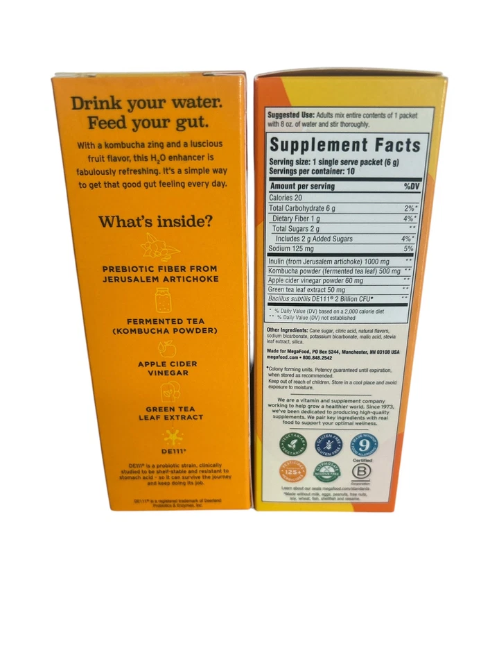 MegaFood Potenciador de Agua Salud Digestiva - PIÑA MANGO Kombucha 20 Pks NUEVO Foto 3 de 4