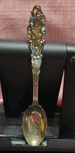 Antique Dated 1894 Gorham Sterling Silver & Enameled Teaspoon Engraved Valentine