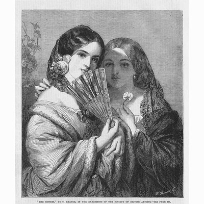 CHARLES BAXTER Die Schwestern - Antikdruck 1865