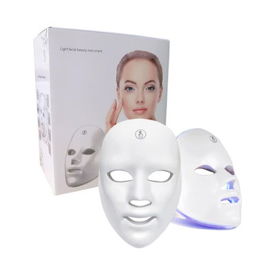 LED Light Therapy Mask, 7 Modes, Rechargeable, Eye Protection, Acne Care