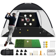 Golf Net, 10x7 Ft Practice Hitting Net with Tri-Turf 10 x 7 Ft, Black
