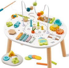 Holz Aktivitätstisch für Kinder 1+, 11-in-1 Activity Tisch mit Lern