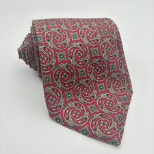 Karl Lagerfeld Silk Madder Tie Necktie Red Paisley Medallion XL 66x4