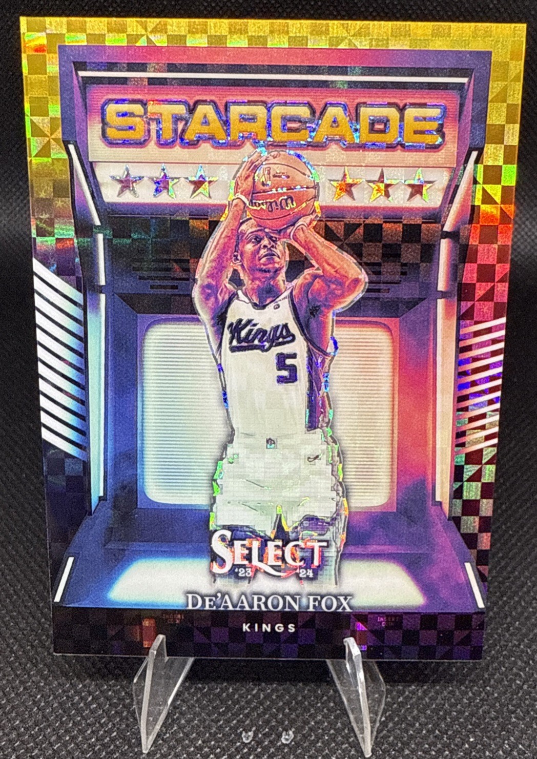 2023-24 Panini Select - Starcade De'Aaron Fox GOLD PRIZM #02/10 Case Hit