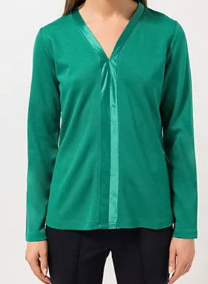 STEFFEN SCHRAUT Shirt V-Ausschnit mit Satin-Besatz figurumspielend Gr.46