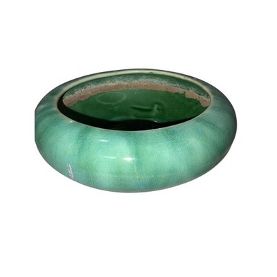 Green Teal Drip Glaze Ceramic Succulent Planter Bowl Made in USA Vintage