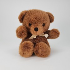 Dakin Cuddles Teddy Bear Brown Vintage 1979 Stuffed Plush Yellow Ribbon Bow 12  