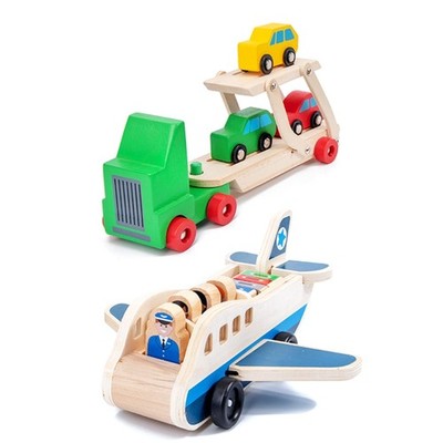 Realistic Transport Car Model Wooden Mini Car Interactive Kids Boy Gift