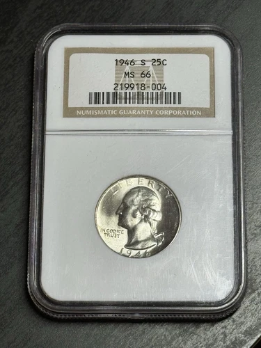 1946 S 25c Washington Silver Quarter Gem BU NGC MS66 Coin (Slab3156)