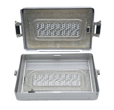 Aesculap JN091 sterilization case 1 w/ inner basket and locking lid 11"x7"x2.5"